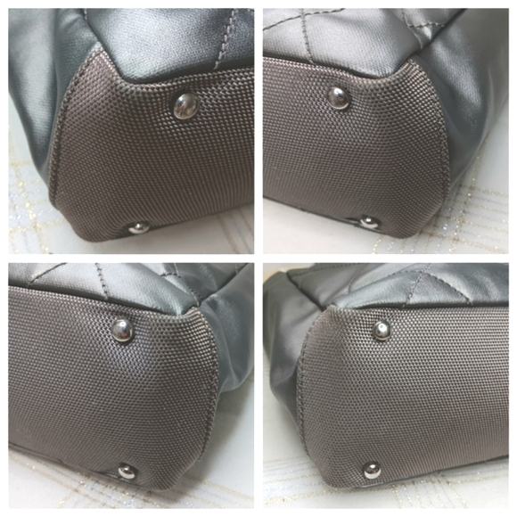 Authentic ✨️ CHANEL Leather Biarritz Paris Tote Bag Metallic Gray - Picture 7 of 16